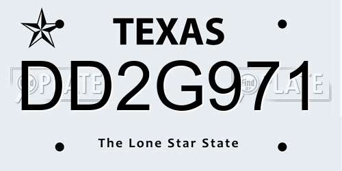 DD2G971 Texas License Plate