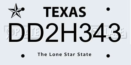 DD2H343 Texas License Plate