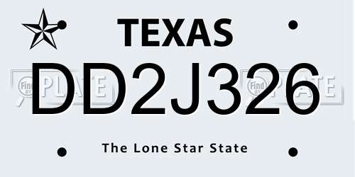 DD2J326 Texas License Plate