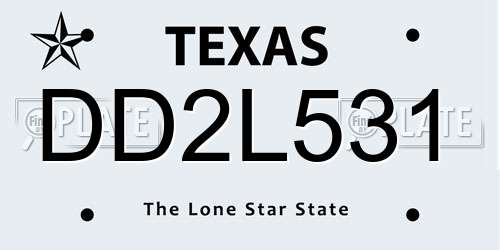 DD2L531 Texas License Plate