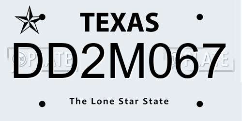 DD2M067 Texas License Plate