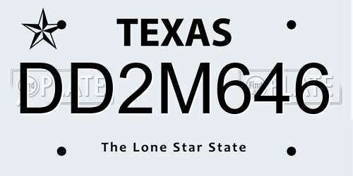 DD2M646 Texas License Plate