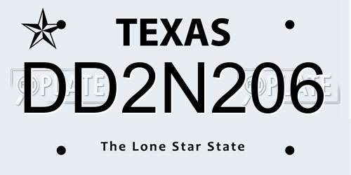 DD2N206 Texas License Plate
