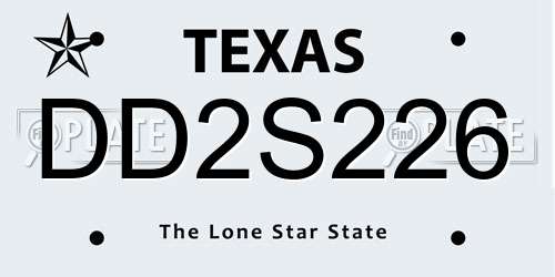 DD2S226 Texas License Plate