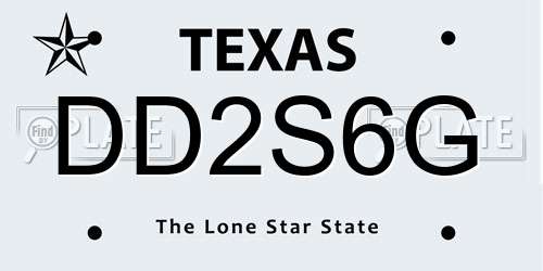 DD2S6G Texas License Plate