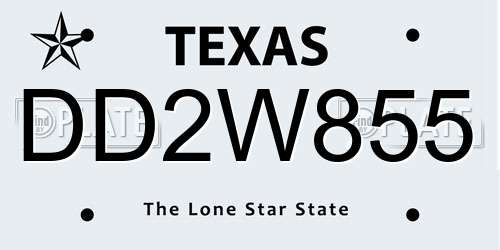 DD2W855 Texas License Plate