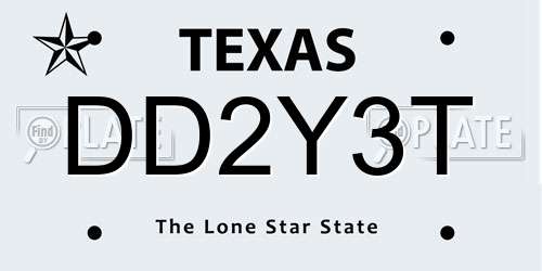 DD2Y3T Texas License Plate