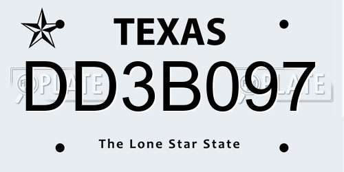 DD3B097 Texas License Plate