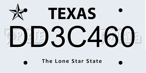 DD3C460 Texas License Plate