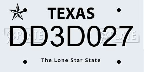 DD3D027 Texas License Plate
