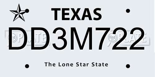 DD3M722 Texas License Plate