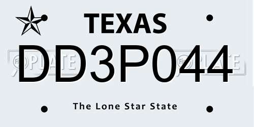 DD3P044 Texas License Plate