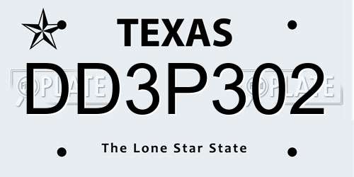 DD3P302 Texas License Plate
