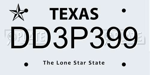DD3P399 Texas License Plate