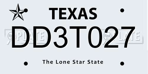 DD3T027 Texas License Plate