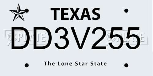 DD3V255 Texas License Plate