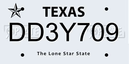 DD3Y709 Texas License Plate