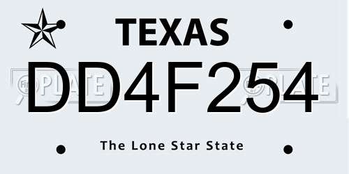 DD4F254 Texas License Plate