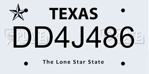 DD4J486 Texas License Plate