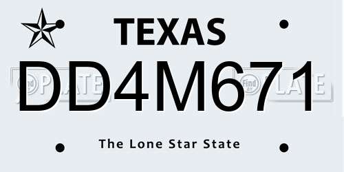 DD4M671 Texas License Plate