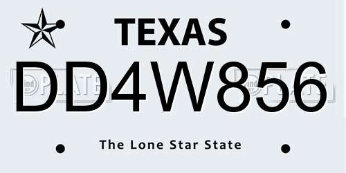 DD4W856 Texas License Plate