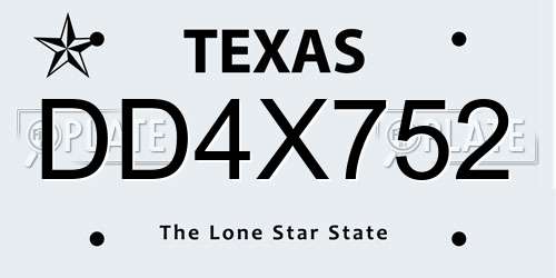 DD4X752 Texas License Plate