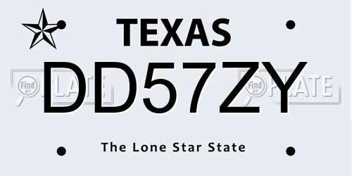 DD57ZY Texas License Plate