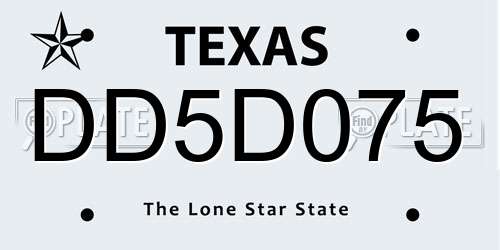 DD5D075 Texas License Plate