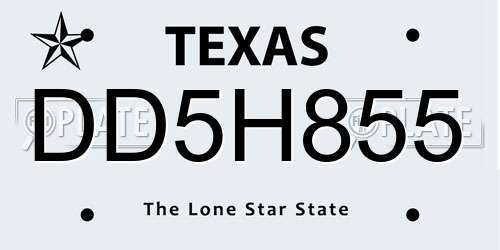 DD5H855 Texas License Plate