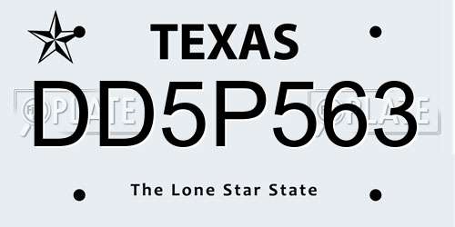 DD5P563 Texas License Plate
