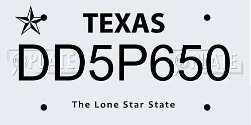 DD5P650 Texas License Plate
