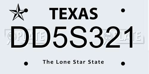 DD5S321 Texas License Plate