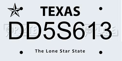 DD5S613 Texas License Plate