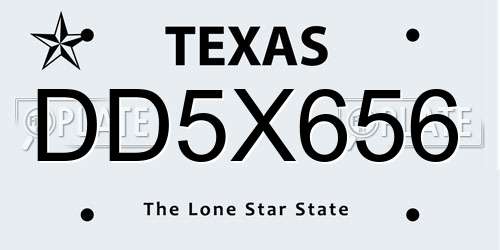 DD5X656 Texas License Plate