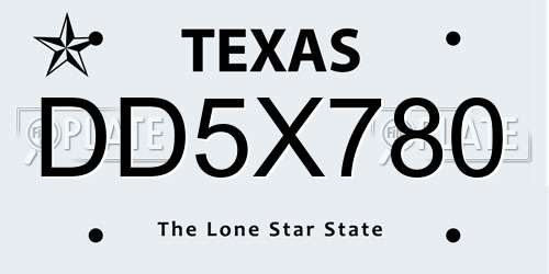 DD5X780 Texas License Plate