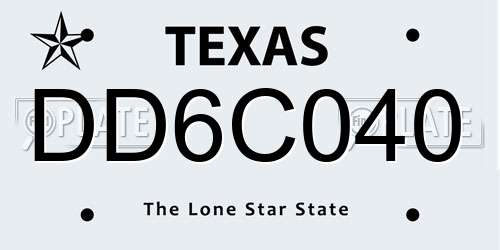 DD6C040 Texas License Plate
