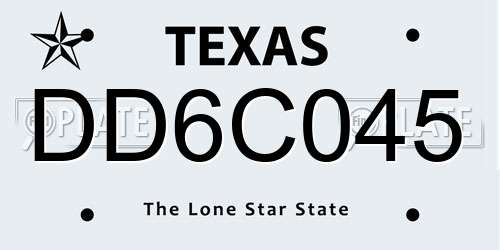 DD6C045 Texas License Plate