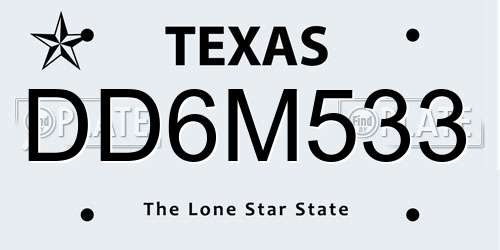 DD6M533 Texas License Plate