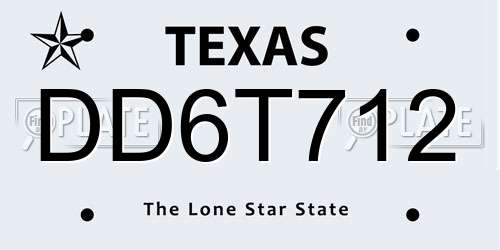 DD6T712 Texas License Plate