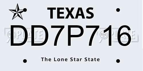 DD7P716 Texas License Plate