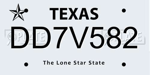 DD7V582 Texas License Plate