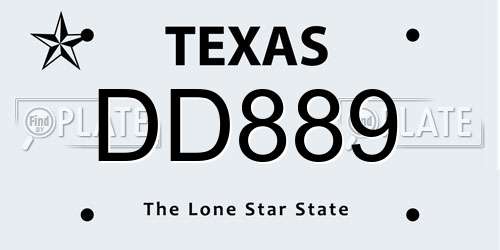 DD889 Texas License Plate