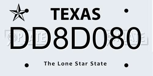 DD8D080 Texas License Plate
