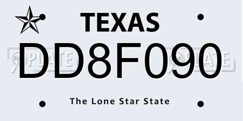 DD8F090 Texas License Plate