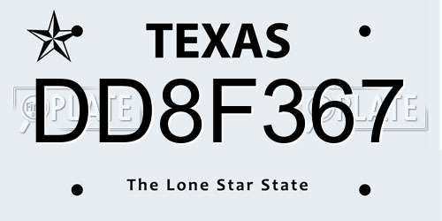 DD8F367 Texas License Plate