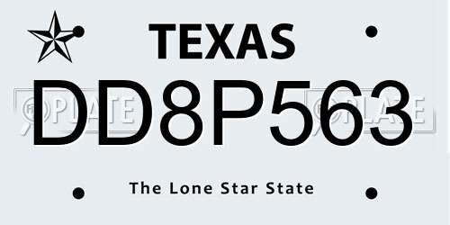 DD8P563 Texas License Plate
