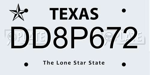 DD8P672 Texas License Plate