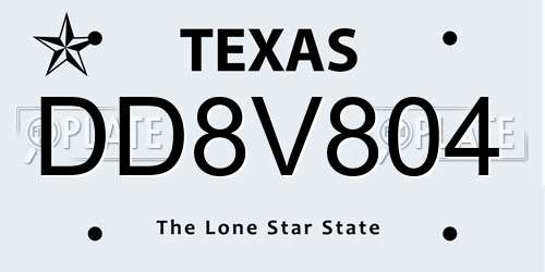 DD8V804 Texas License Plate