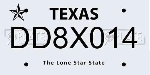 DD8X014 Texas License Plate