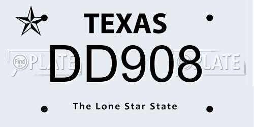 DD908 Texas License Plate